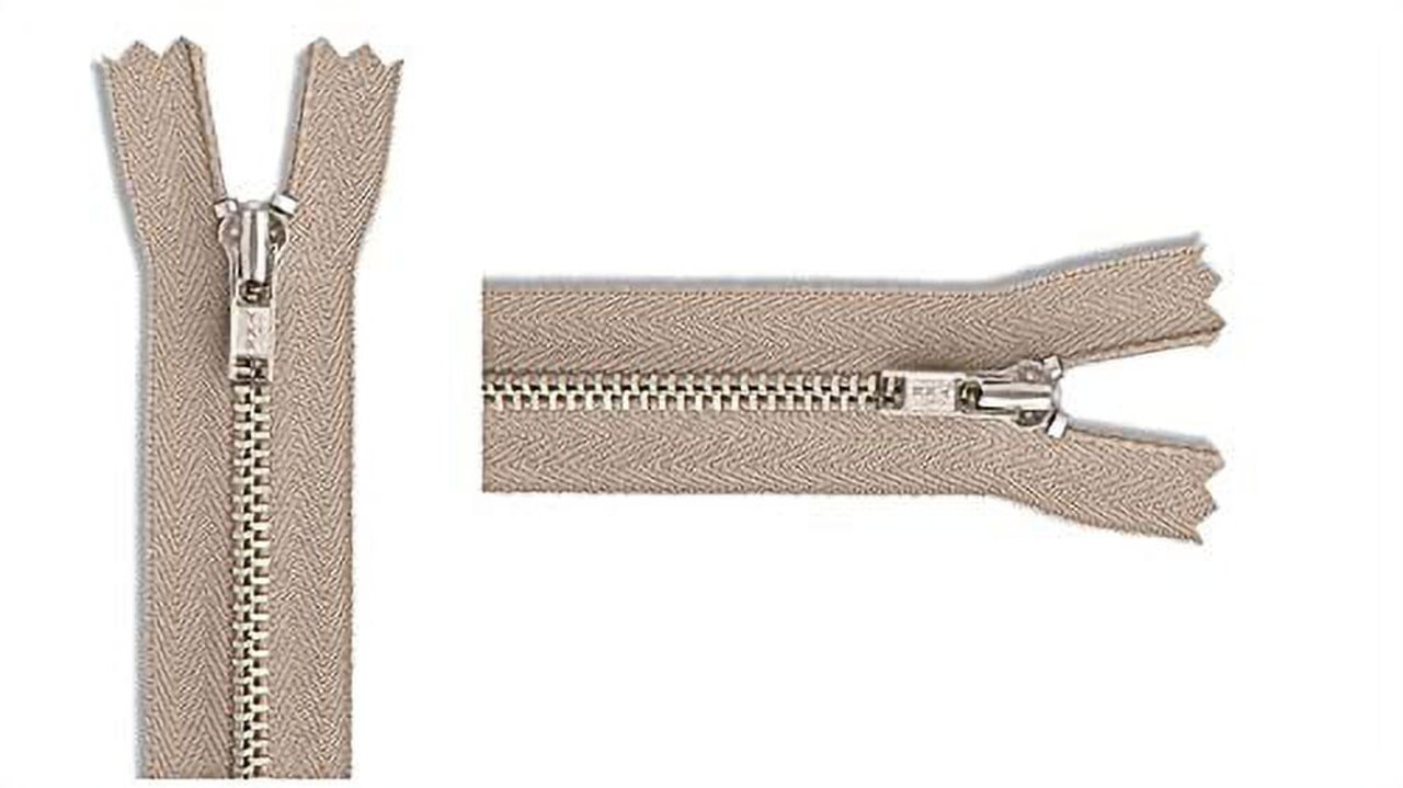 #3 Nickel Pants Light Weight YKK Zippers - Color: Khaki #010 - Choose Your Length - Made in The United States (1 Zipper Per Pack) (24" Inches)
